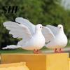 Fake White Dove Simulation Foam 3D Embedded Eyes Real Feather Attachment Artificial Spreading Wings Adorable Photograph Prop Peace for Garden Bird