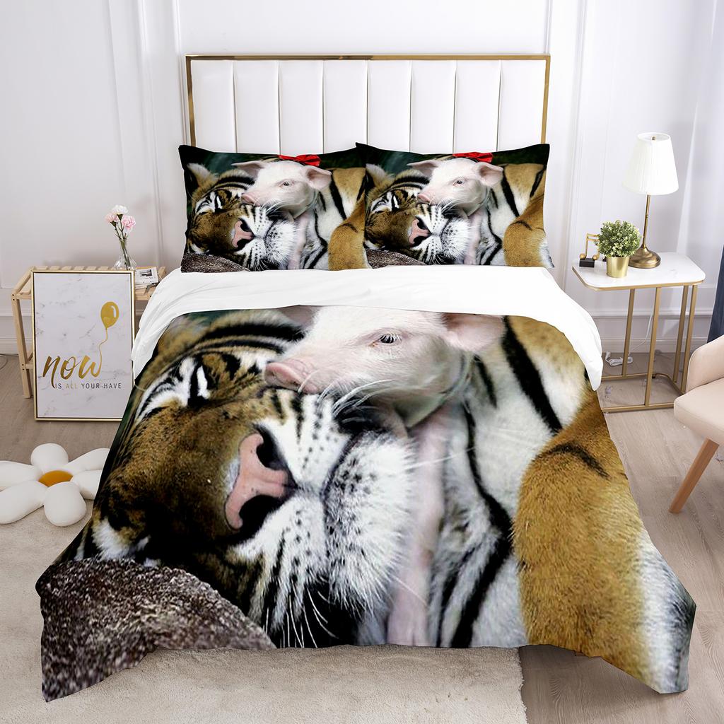 Pig Duvet Cover Set Pig Play Guitar Cute Animals Theme King Queen Twin Full Size For Kids Boys Girls Teens Polyester Bedding Set