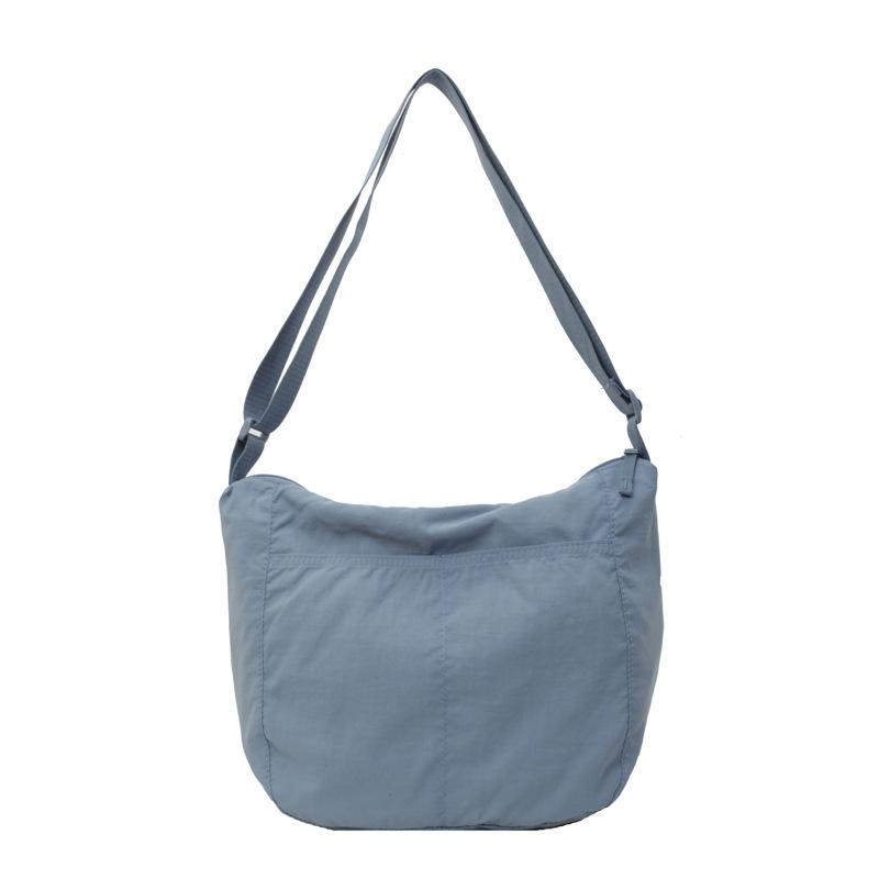 Japanese solid color messenger bag waterproof nylon bag female student class shoulder bag large capacity lightweight cloth bag