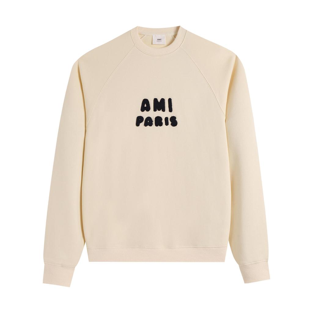 215 AMI 2025 Autumn and Winter New High-quality Cotton Round Neck Hoodie Men Pullover