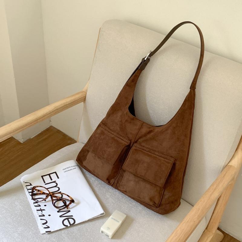 New suede bag retro fashion women's shoulder bag large capacity autumn and winter suede commuter tote bag women