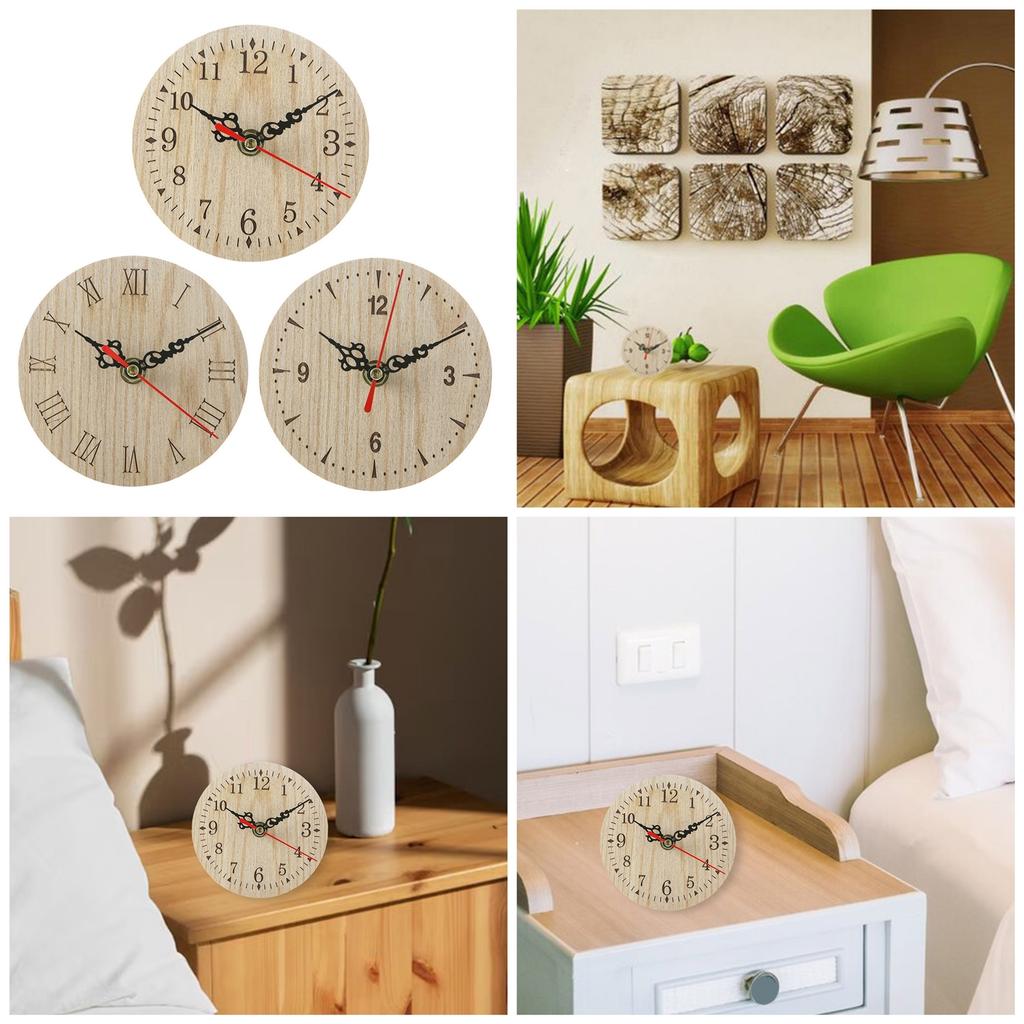 Runde Holztischuhr Vintage Stilvolle Runde Uhr für Schlafzimmer Wohnzimmer und Arbeitsbereiche Leiser Betrieb Heimdekoration