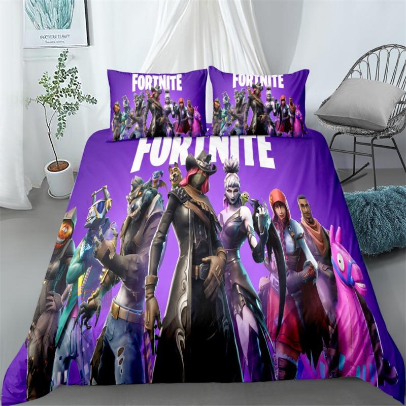 Ensemble de literie Fortnite Housse de couette Taie d'oreiller Décoration dessin animé de jeu Couvre-lit Housse de couette de chambre Ensemble de literie Cadeau de Noël pour enfants