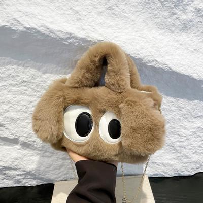Süßer Cartoon Plüsch Große Augen Welpen Tasche Damen Mode Handtasche Schulter Crossbody Flauschige Tasche