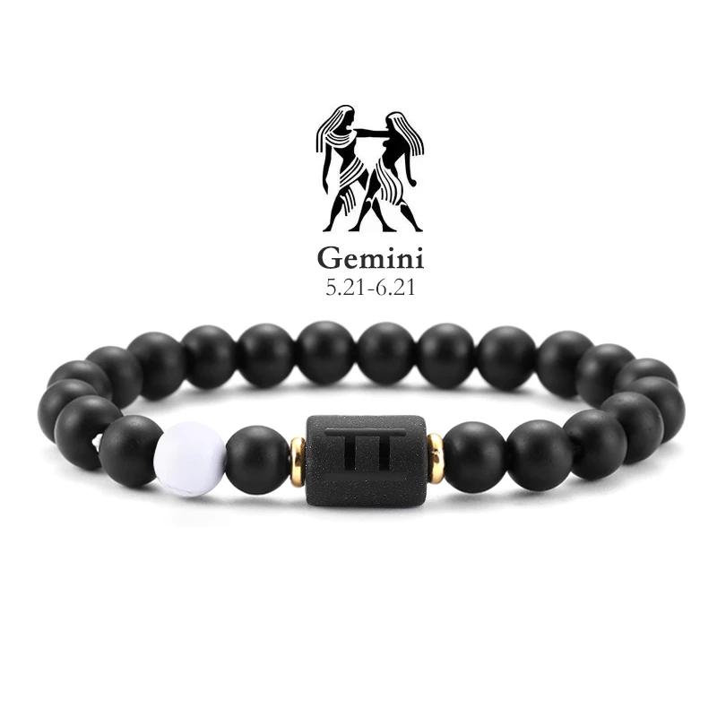 12 Zodiac Natural Stone Bracelets - Cancer, Virgo, Leo, Libra Designs, Ideal Couples & Friendship Gifts, Unisex Jewelry (Pulsera