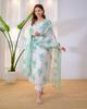 Beautiful Cotton Kurti Pant Dupatta Set Indian Bollywood Top Tunic Kurta Set