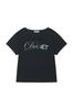 DEINET Off Shoulder Graphic T-Shirt In Navy