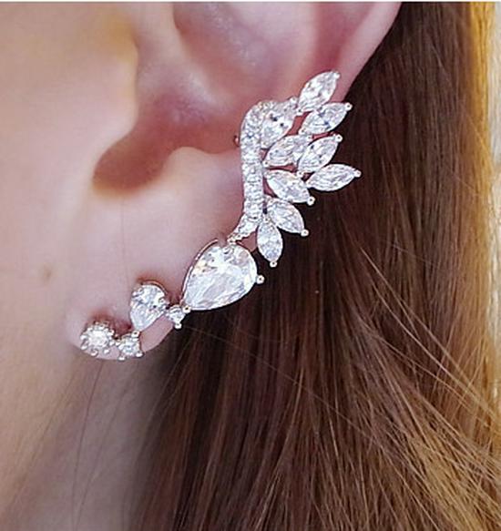 

Korean Crystal Angel & Eagle Wings Butterfly Crescent Pearl Ear Cuff