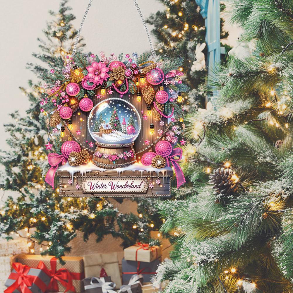 Wooden Special Shaped Christmas Theme Diamond Painting Hanging Ornaments Kit 5D DIY Diamond Art Hanging Decorations for Adults