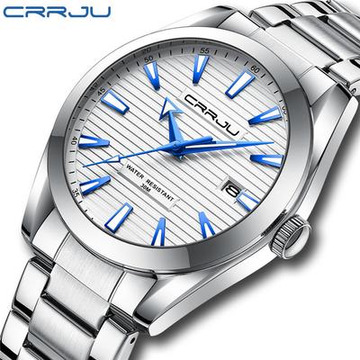 CRRJU Nowy zegarek 5006 Męski zegarek Pasek ze stali nierdzewnej Zegarek biznesowy