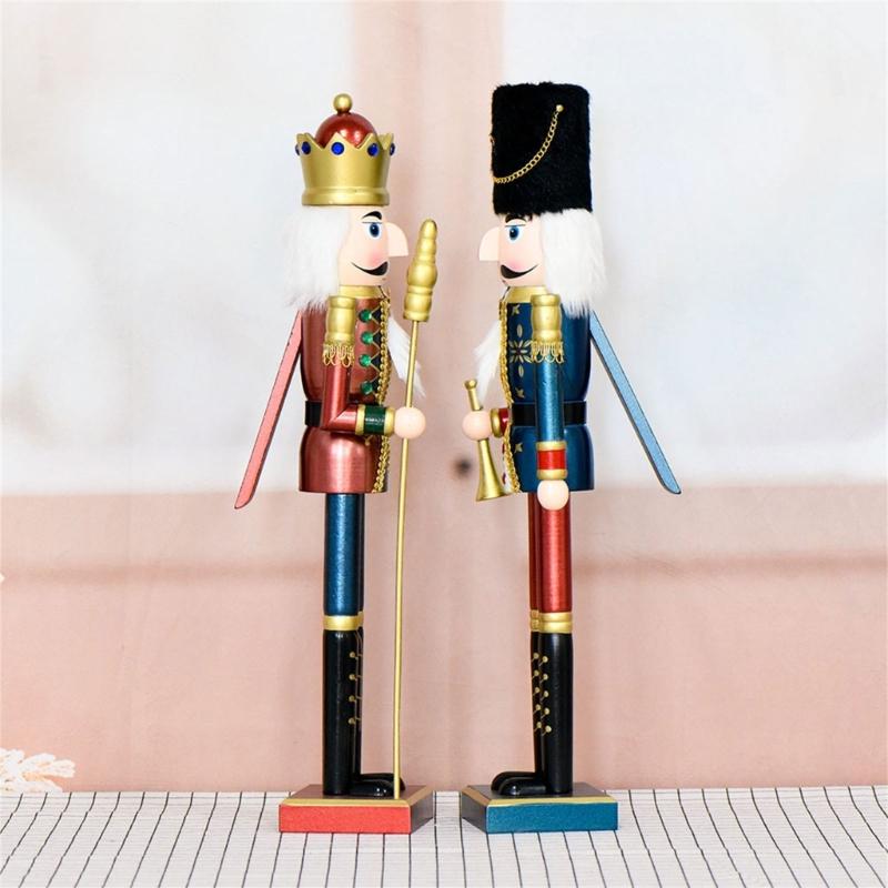 Geschnitzte Holz Nussknacker Statue 55CM Schimmernde Fronten Saisonale Tischdekoration Mittelstücke
