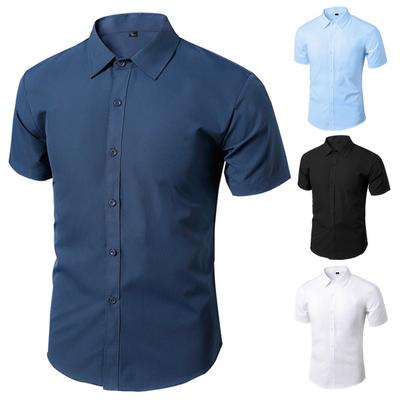 Camicia da uomo in puro colletto rovesciato Top estivo formale slim fit per il lavoro