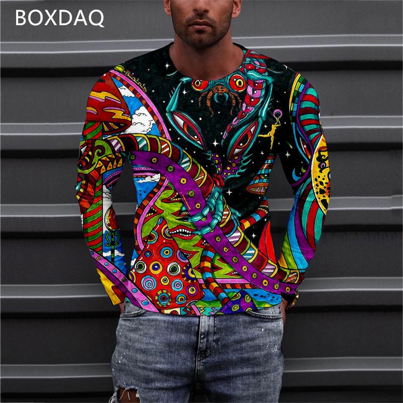 Tee Shirt Homme Manches Longues Automne Tshirt Imprimé