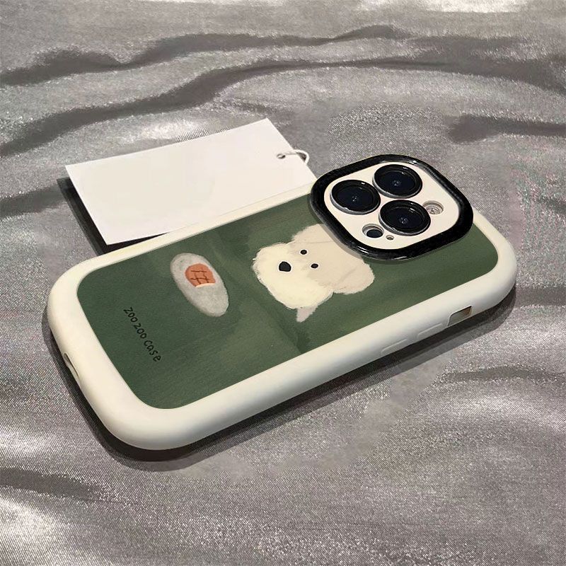 Oil Painting High-value Puppy Suitable for Apple 16 Mobile Phone Case IPhone 15 Promax Cute VIVOS19 Creative