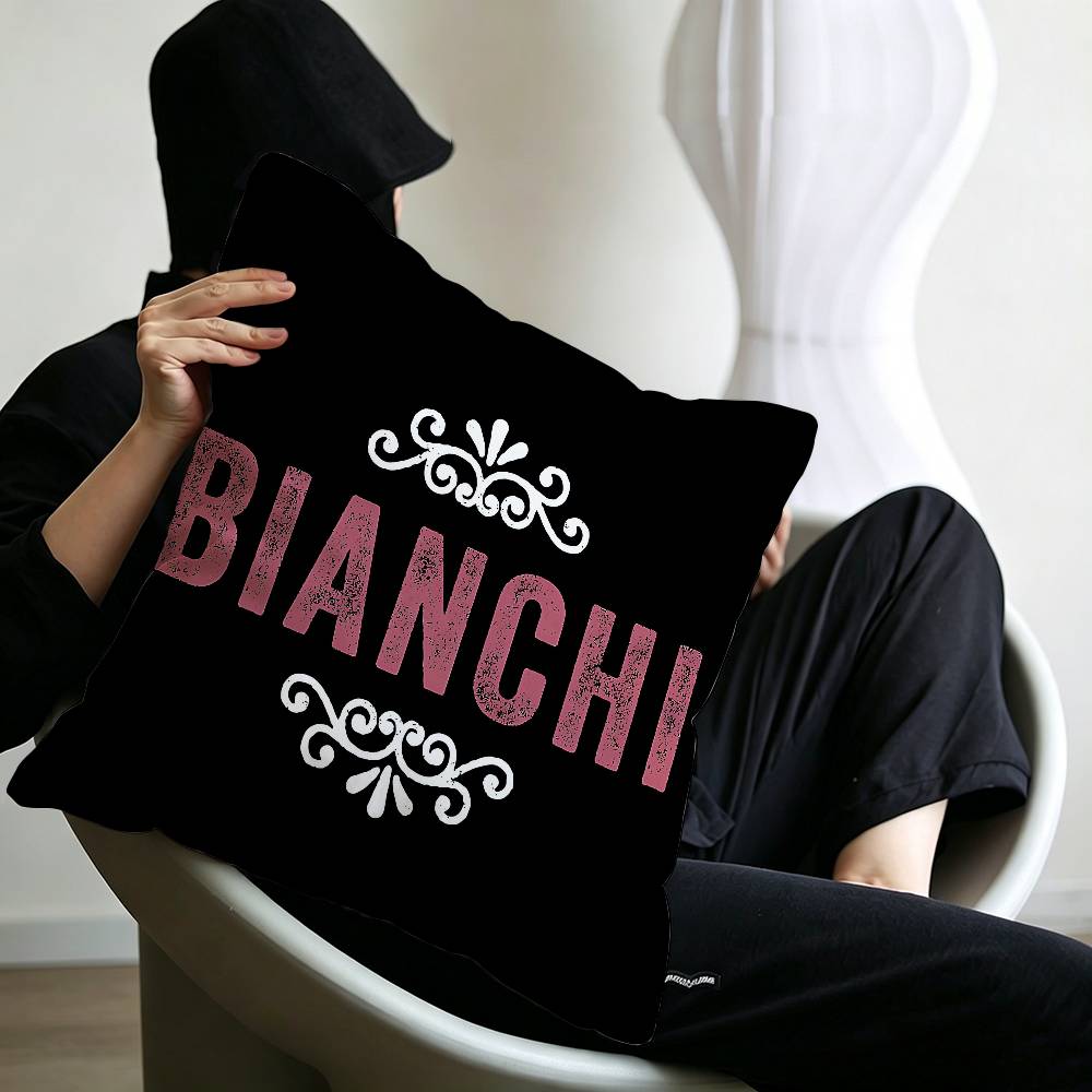 B-Bianchi Logo Pillow Gift Home Office Decoration Bedroom Sofa Car Cushion Cover Case 45x45