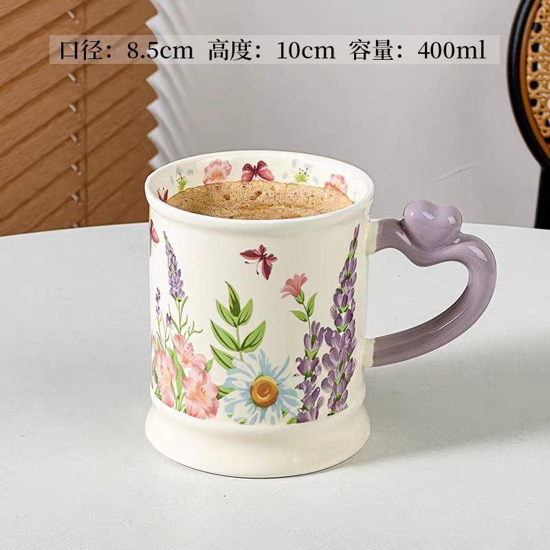Ins Style Lavender High Value British Coffee Cup Ceramic Mug Office Exquisite Home Cup Souvenir