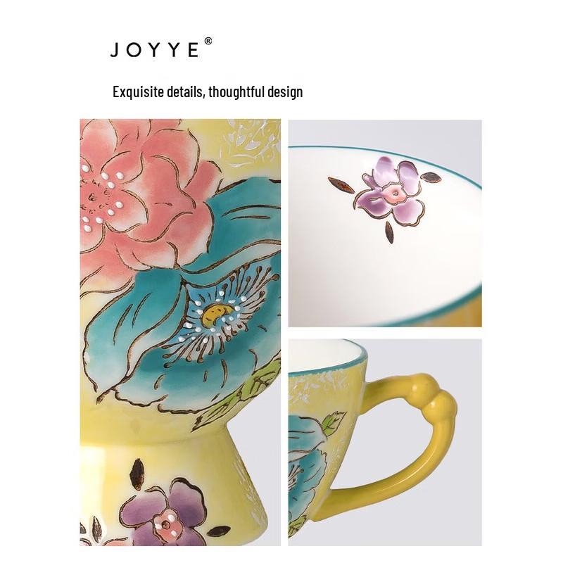 JOYYE Hand-Painted Camellia Ceramic Mug