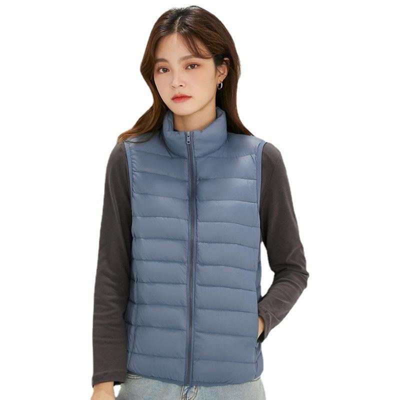 UUYUYI light and thin stand-up collar down vest women's autumn and winter warm simple vest white duck down wear versatile coat
