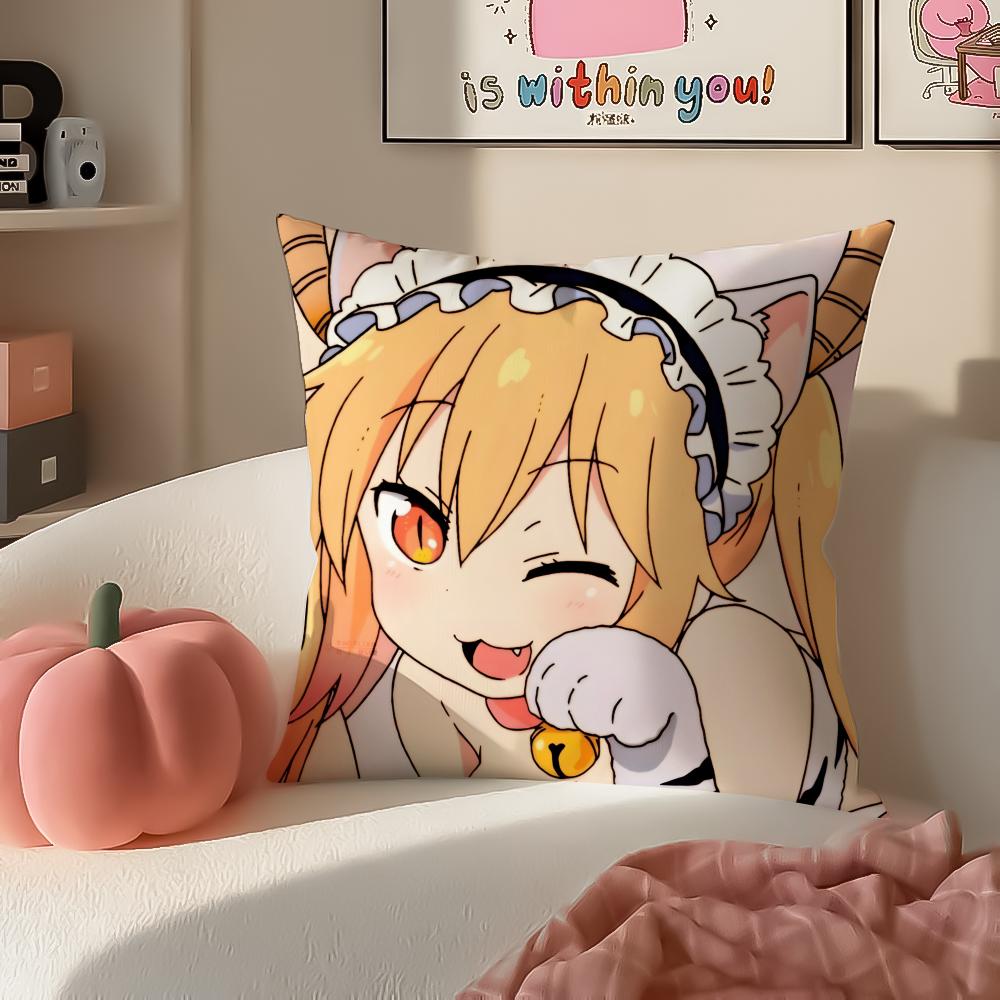 Miss Kobayashis Dragon MaidB Anime Cushion Cover Pillowcase Short Plush Invisible zipper Room Sofa Cushion Cover