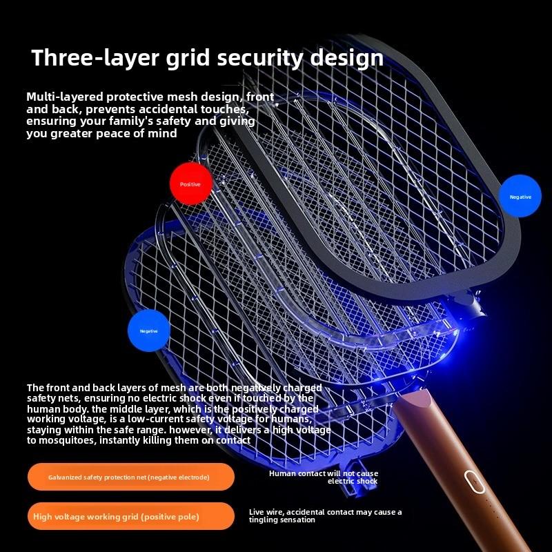 2-in-1 Electric Mosquito Swatter, Rechargeable Insect Killer Lamp for Home
