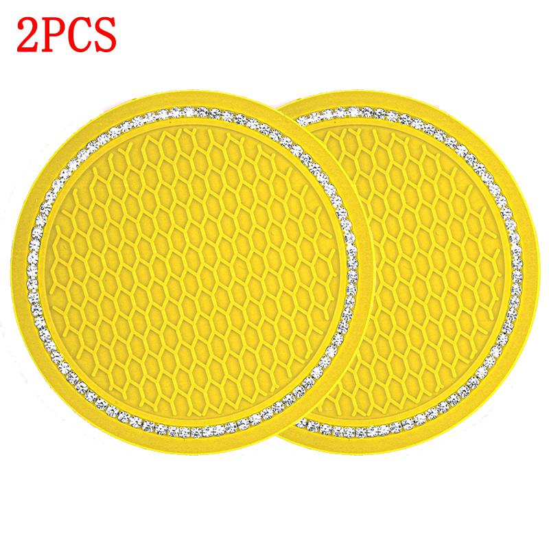 1/2PC Car Non-slip Water Cup Pad Diamond Rhinestone Bling Decoration Auto Interior Cup Bottle Anti-skid Rubber Mat