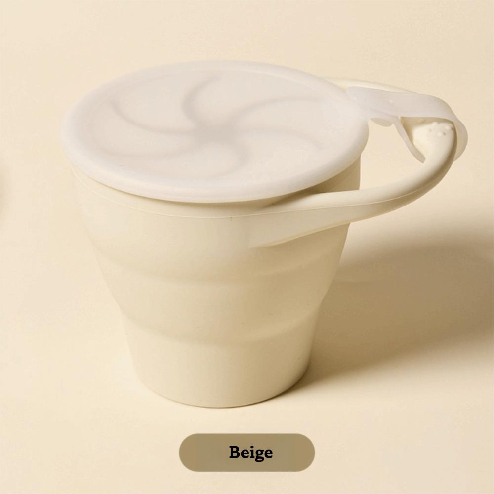 

Foldable Design Portable Food Storage Box Solid Color Portable Design Snack Cup Handheld Silicone Snacks Container Use бежевий