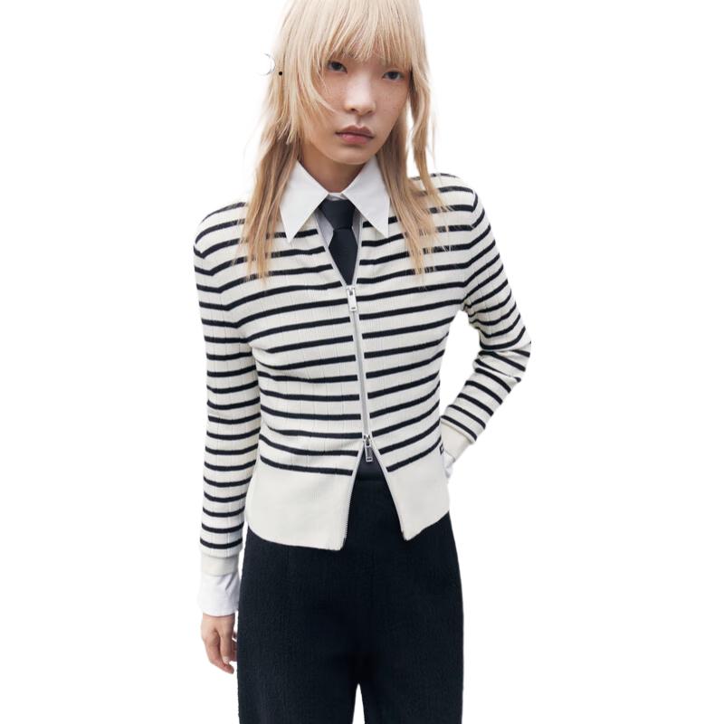 

MO&Co. Женский полосатый вязаный кардиган из смесовой шерсти S