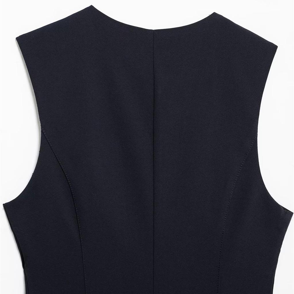 2025 Spring Women's Sleeveless Slimming Pleated Short Dress