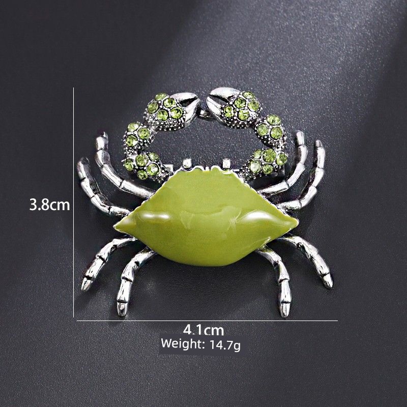 

Трехмерная брошь из сплава в виде мохнатого краба Olive Green Crab