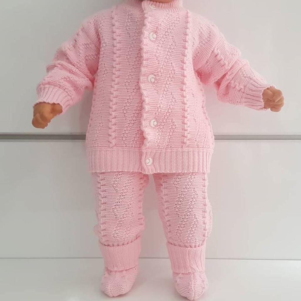Różowy zestaw dzianinowy dla niemowląt – 4-częściowy