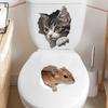 Playful Cat and Mouse Toilet Stickers, Waterproof Removable Self-Adhesive for Bathroom Decor
