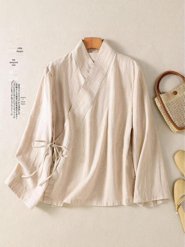 Damski bawełniano-lniany strój do Tai Chi - Osiem Jedwabi Wudang Taoistyczny Hanfu na wiosenne ćwiczenia i do noszenia na co dzień