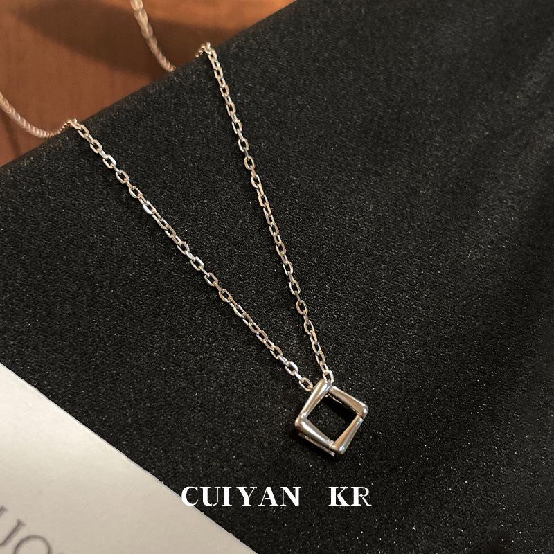 Cui Yan S925 Sterling Silver Minimalist Geometric Choker Necklace for Women - Korean/Japanese Style Daily Accessory