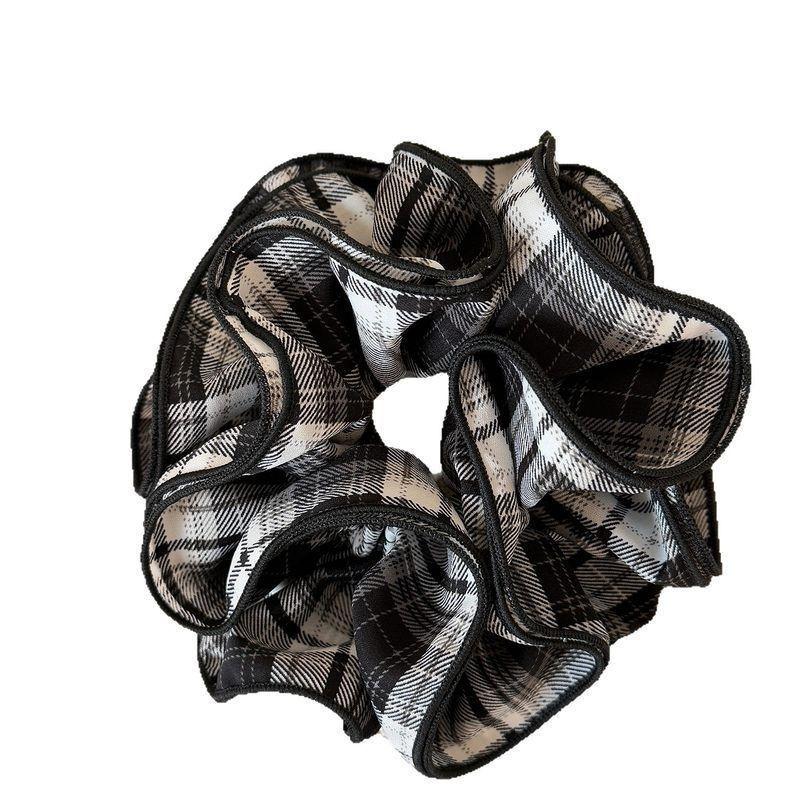 Four Layer Plaid Lace Fabric Hair Ties Elegant Big Scrunchies Fashion Women Daily Hair Rope