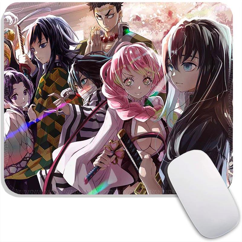 Small Mouse Pad Anime Demon Slayer Gamer Edge Stitched Standard Gaming Mousepad Travel Mouse Mat Non-Slip Office Mousemats