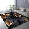 Abstrakt Schwarz Gold Pflanze Blatt Teppich Kunstdruck Design Teppiche für Schlafzimmer Nachttisch Rutschfest Zuhause Sofa Couchtisch Dekor Fußmatte