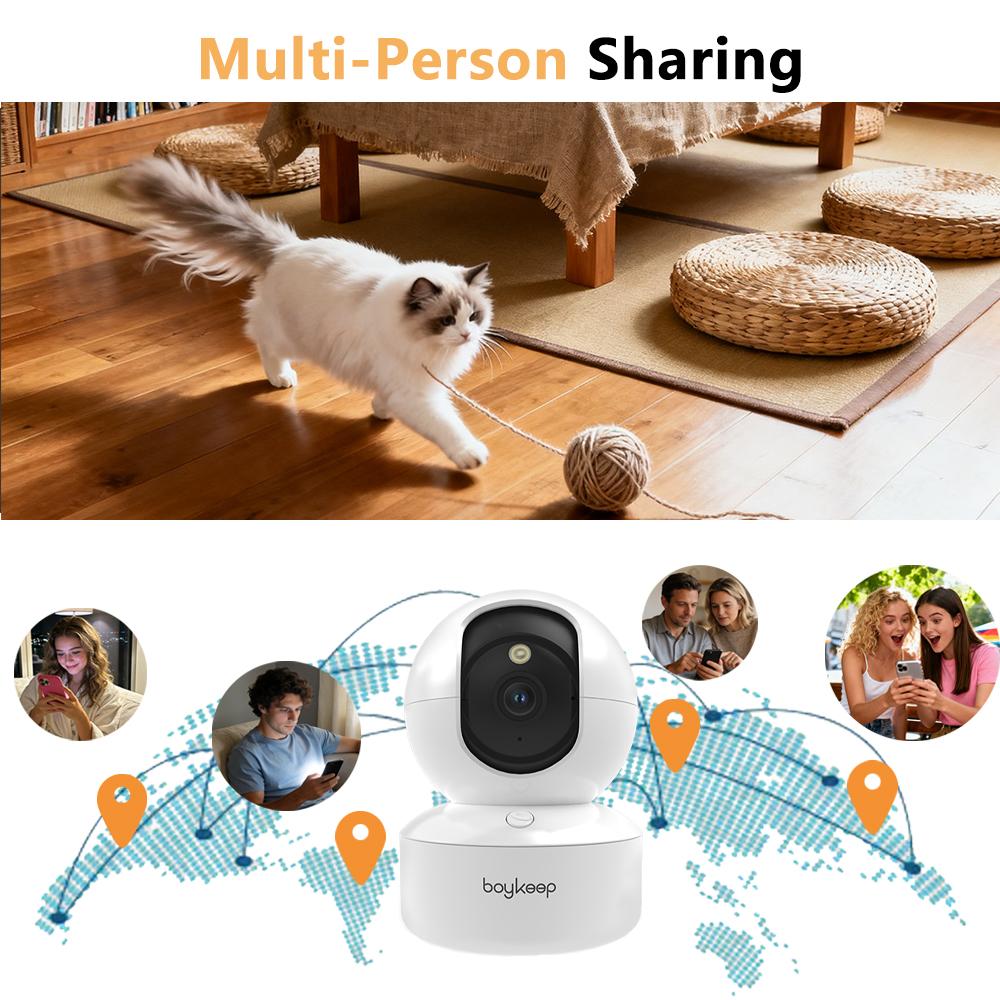 1pc Boykeep Indoor Security Camera, 5G/2.4GHz WiFi Camera with Phone App, 360° Pan & Tilt, 2-Way Audio, Color Night Vision, 12s Free Cloud Storage