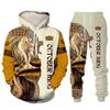 Trend Animal The Lion 3D Print Men's Tracksuit Sets Casual Hoodie And Pants 2pcs Sets Oversized Sweatshirt Fashion Men Clothing