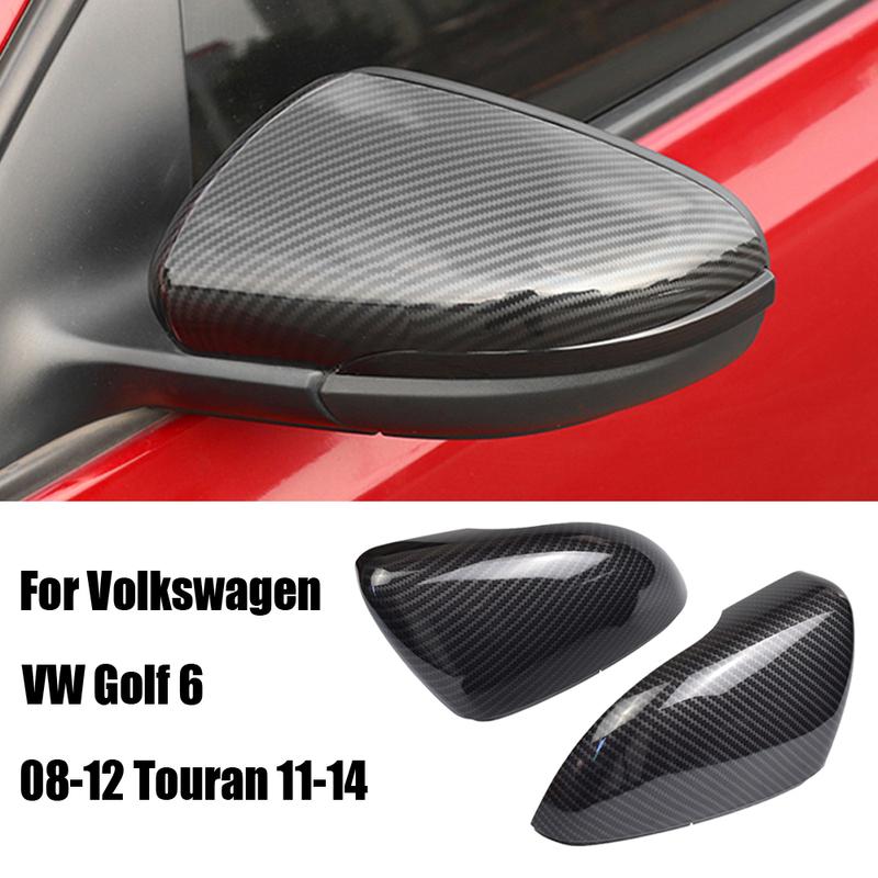 For VW Volkswagen Golf 6 MK6 R GTI VI 2010-13 Car Rearview Side Mirror Cover Wing Cap Exterior Door Case Trim Carbon Fiber Look