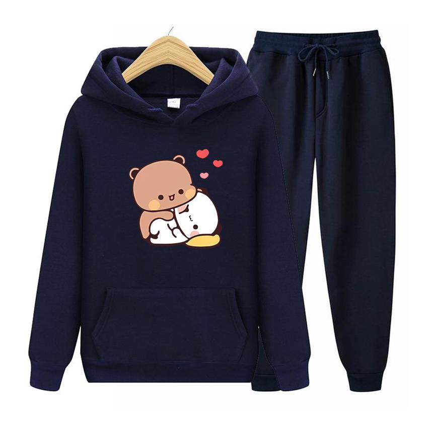 Bubu and Dudu Hoodie Love Heart Women Hoodie Set Aesthetic Graphic Kawaii Bubble Tea Hoodies Anime Sweatshirts Hoodie Set