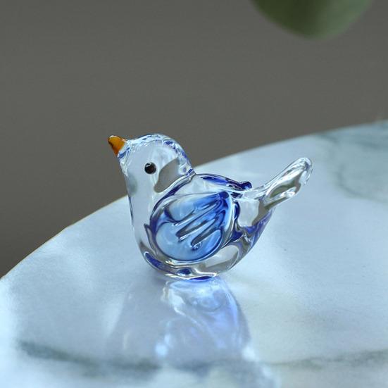 Dmuchana Mini Figurka Ptaszka Ręcznie Robiona Szklana Mała Statuetka Ptaszka Kolekcjonerska Ozdoba Ptaszka do Salonu Sypialni Biura Na Biurko Półkę na Książki Gablotę