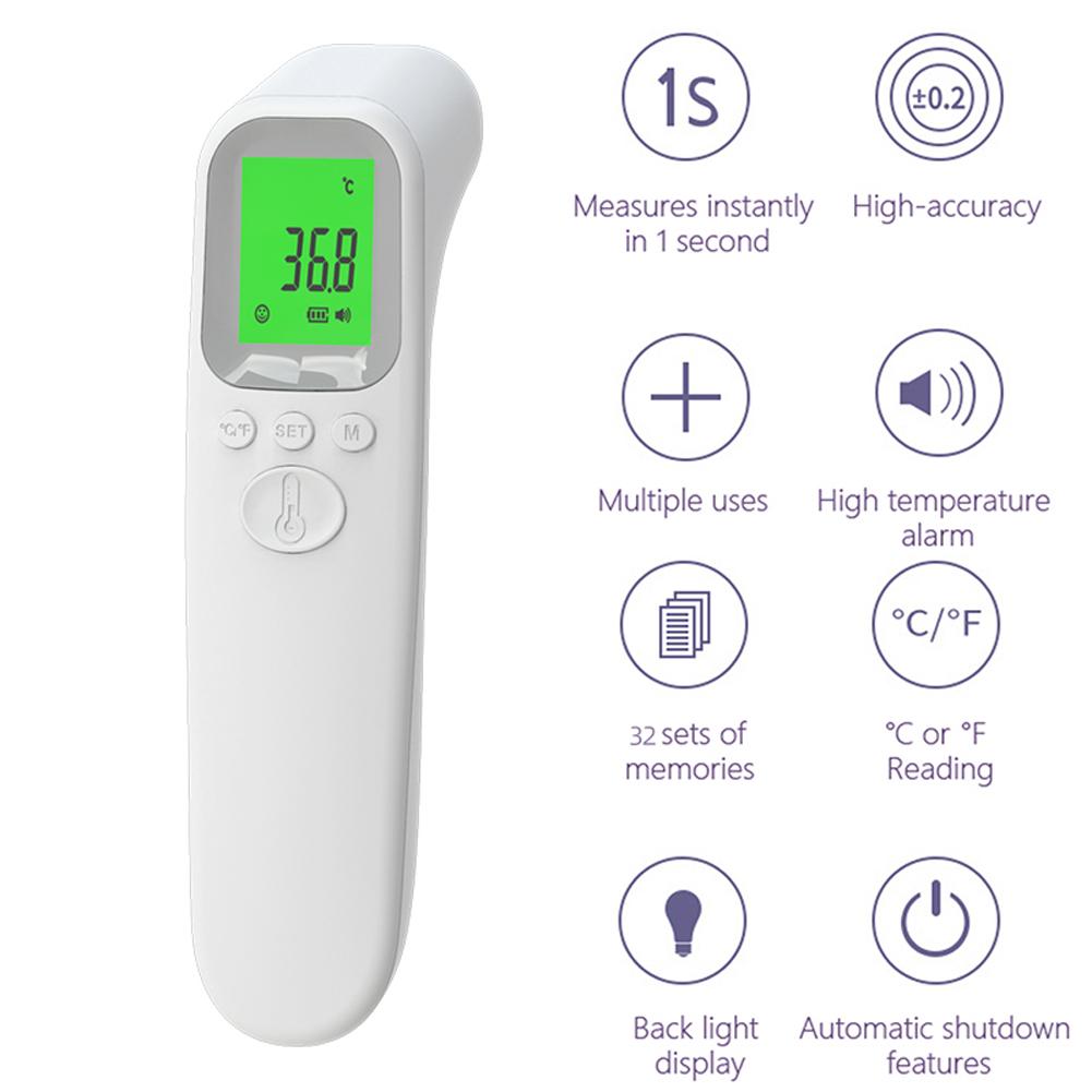 Digital Forehead Thermometric Instrument Non-contact Type Infrared Electronic Body Temperature Measuring Device 3 Color Backlight