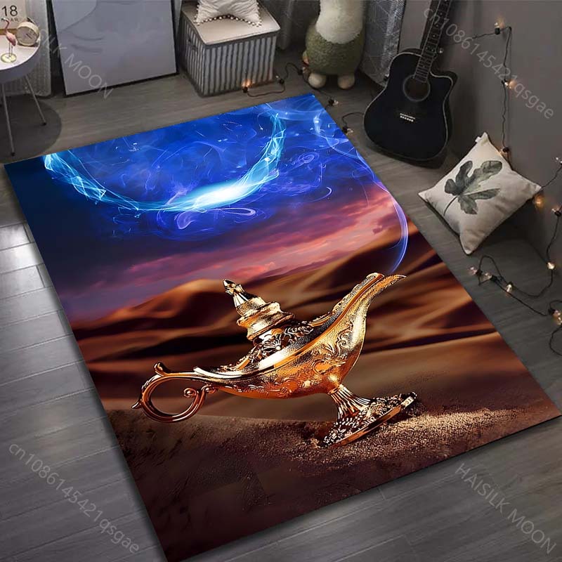 1PC Fairy Tale Wishing Lamp Painting Carpet for Living Room Bedroom Sofa Doormat Decor Sofa Table Area Rug Non-slip Floor Mat