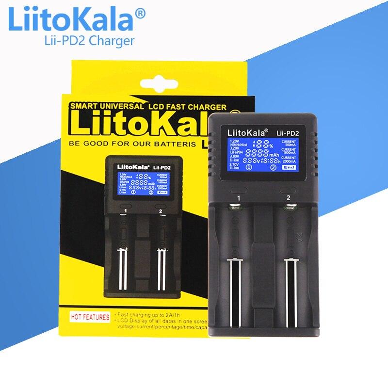 LiitoKala Lii-PD2 18650 Battery Charger for 3.7V Li-ion 18650/18500/16340/26650/21700 /20700/18350/CR123A 1.2V Battery+Car Lii-PD2