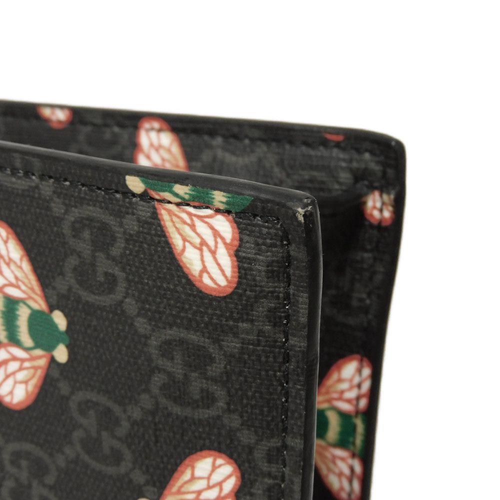 Used GG Supreme Bee Tote Bag In Black with Logo Embossed Calfskin Bee All-Over Print (Size 681298, UIEBN 1058, 7924)