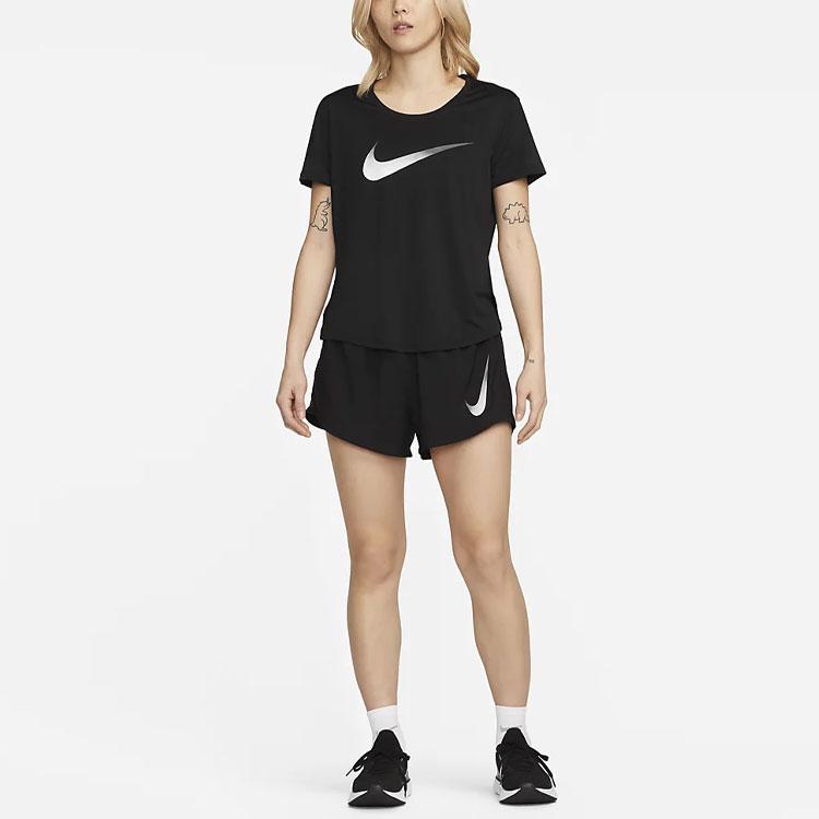New Nike Dri-FIT One Women'ss Logo Crewneck T-Shirt Black DX1026-010