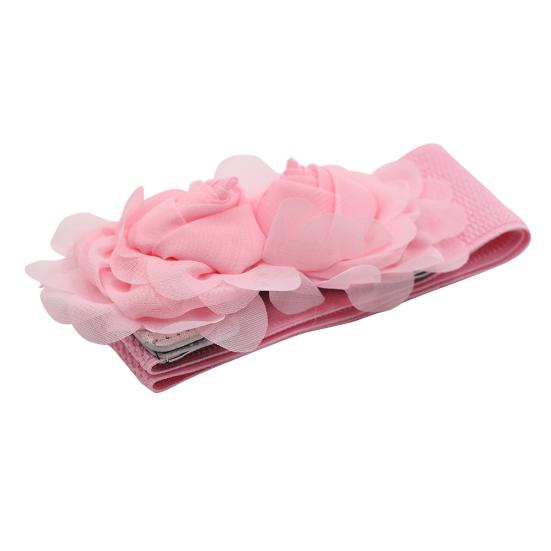 Women's Fashion Double Rose Flowers Elastic Stretch Waist Belt Wide Stretch Waistband