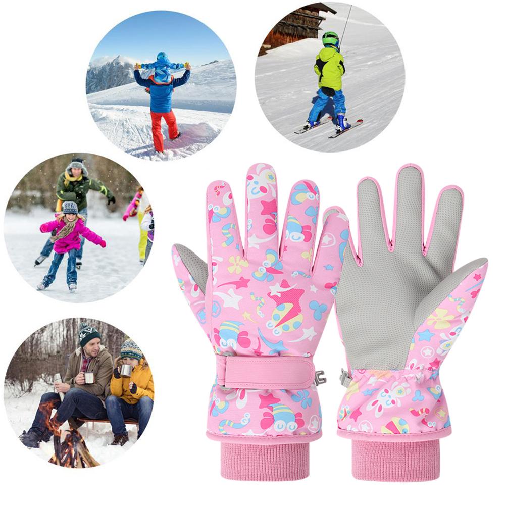 Kinder Skihandschuhe Cartoon Winter Wasserdicht Winddicht Schnee Fäustlinge Fleecegefüttert Warme Handschuhe für Mädchen Jungen Outdoor