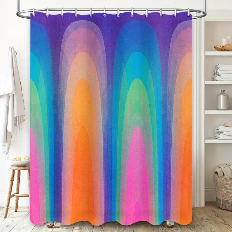 Colorful Gradient Bathroom Shower Curtain Modern Abstract Art Waterproof Fabric Decor