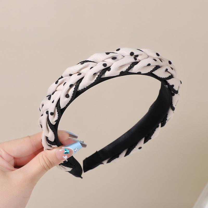 2023 Polka Dot Braid Headband with High Crown for a Slim Face Look